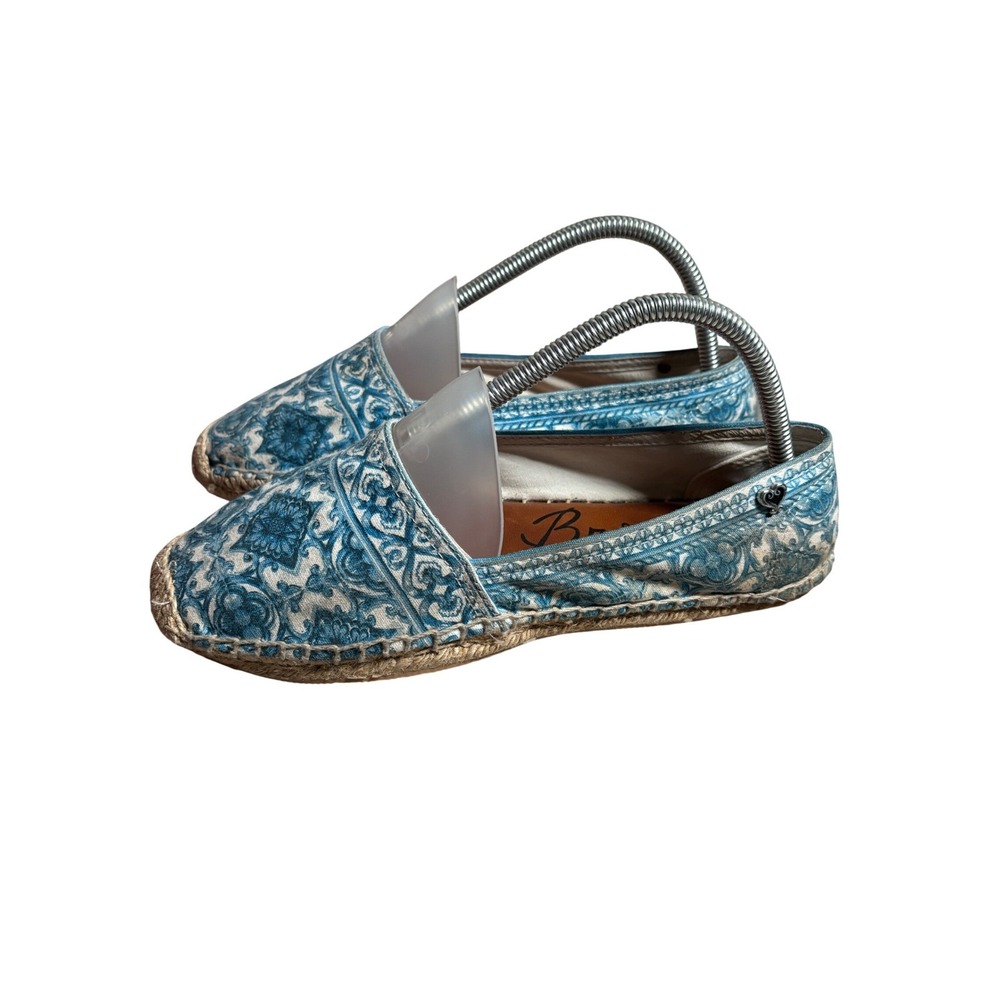 Brighton Tile Print Canvas Espadrille Flats Shoes 8 Heart Logo Coastal Boho Walk